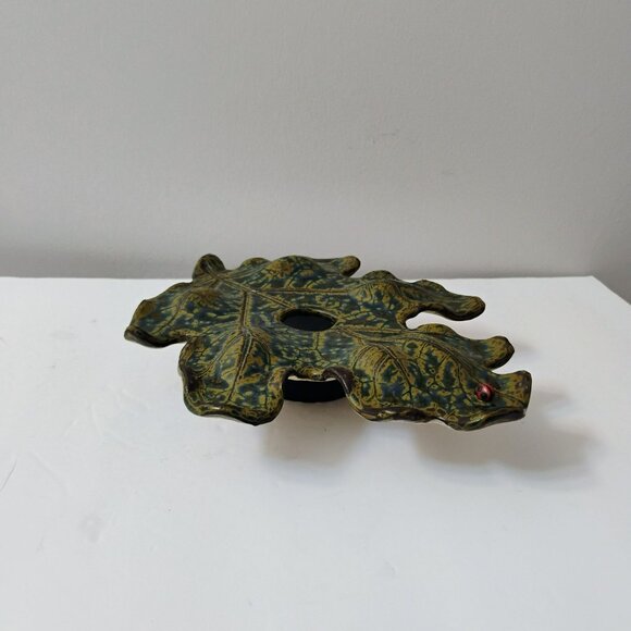 G.E.T Pottery Ikebana Vase Flower Frog, Leaf Shape & Ladybug Vintage Handcrafted - Picture 2 of 8